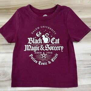 Social Culture Maroon Salem Witchcraft Cropped Ribbed Thick Tee Women’s Small